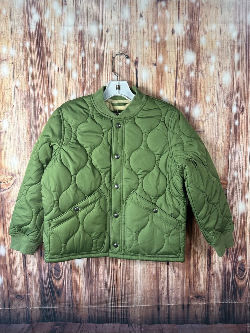 NWT Gap Kids Olive Green Quilted Boys Jacket Lightweight Puffer Coat Size Medium